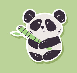 Cute panda bear doodle sticker isolated concept. Vector graphic design illustration	