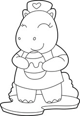 Hippo Easter Nurse Animal Vector Graphic Art Illustration