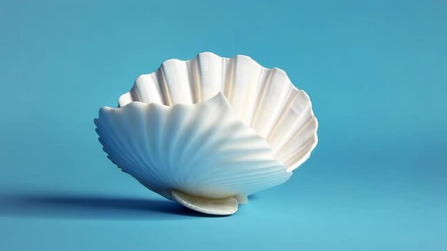 Elegant white shell on a vibrant blue background