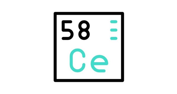 chemical element sign with atomic number Ce 58