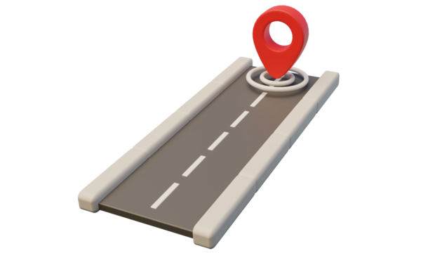 3d illustration of street and place location transparent background, 3d rendering