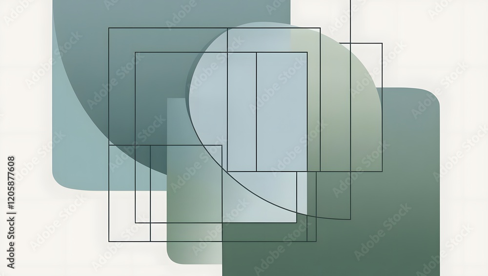 Poster abstract geometric shape pattern background with green and blue tones