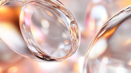 Transparent spheres float, bokeh background, lab setting, medical research