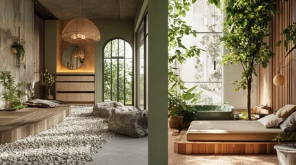 Serene Zen Garden Interior Design Featuring Natural Elements