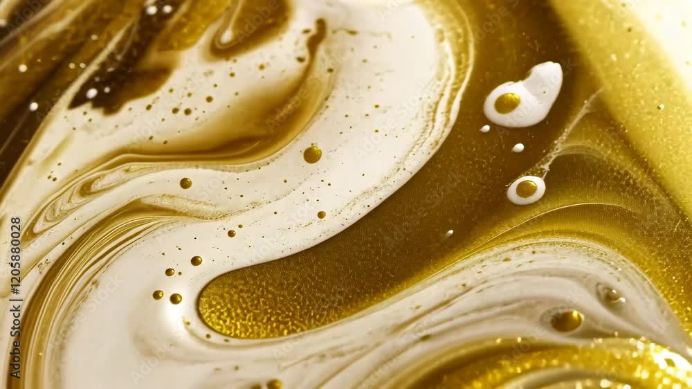 Poster golden swirls and shimmering patterns in abstract art