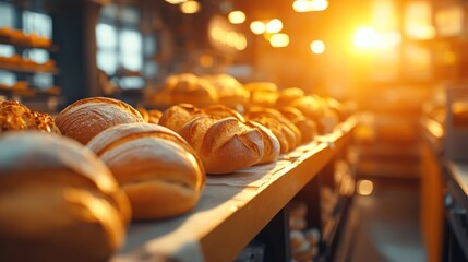 Bakery loaves sunset display counter food