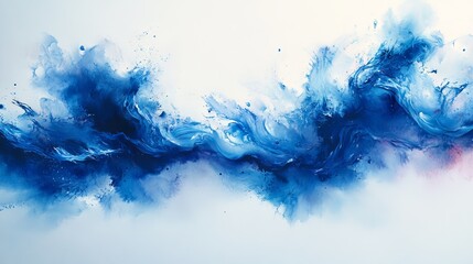 Obraz premium Abstract blue watercolor painting with wave-like texture.