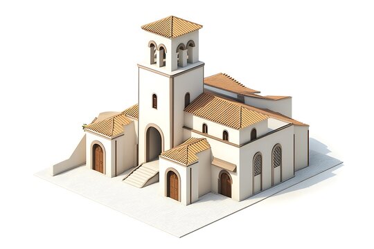 3d a building with a tower