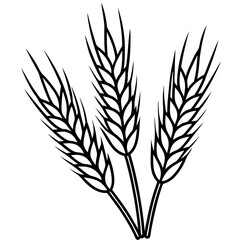 Barley Grain Line Art Vector