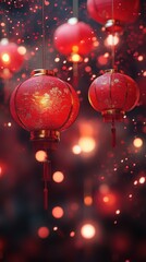 Red Lanterns and Plum Blossoms, Lunar New Year Festive Ambiance  .