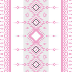 Ethnic art fabric design Continuing the local fabric pattern Ethnic design, pink flower, geometric, used for weaving carpets, wallpaper, pink clothes, embroidery, illustrations, cards, scrapbooks.