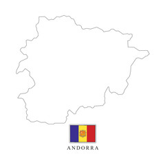 Andorra country map and flag vector icon