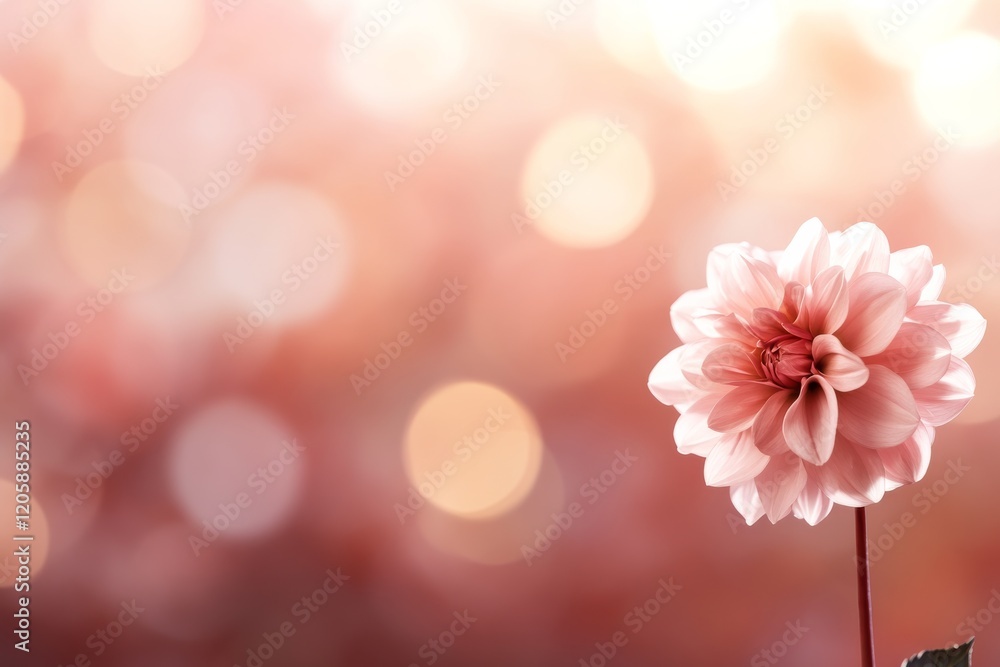 Poster A close-up view of a stunning pink dahlia in full bloom, set against a dreamy bokeh backdrop, perfect for adding elegant text on the left side