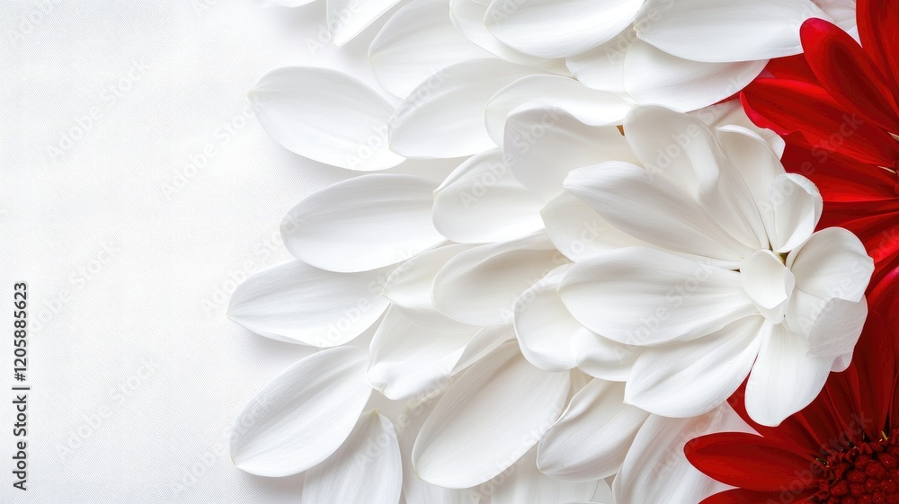 Poster white petals and red arranged in pattern