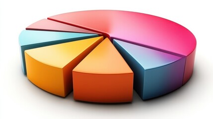 Multilayered 3D pie chart icon in vibrant colors, [3D icon], [data analytics and statistics]. , clip art,isolated on white background -