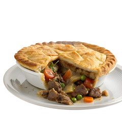 delicious plate of beef pot pie on transparent background