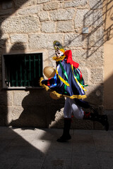 traditional mask of the Xinzo de Limia carnival, the Pantalla. Running in shadow