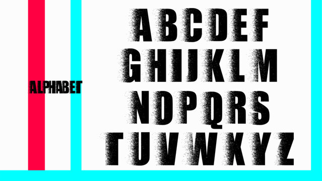 The vector alphabet of English letters is made with the emission of destroyed particles. 3D