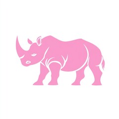 Fototapeta premium Pink rhino silhouette, wildlife, safari, Africa, conservation, illustration, design element