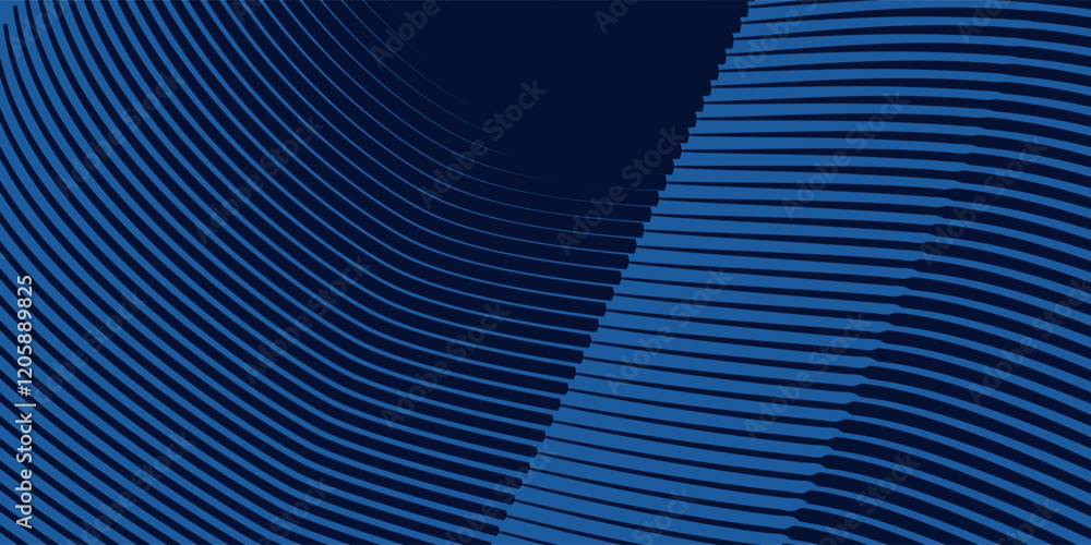 Poster abstract glowing wave lines on dark blue background. dynamic wave pattern. modern flowing wavy lines