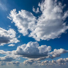 Obraz premium white fluffy clouds on blue sky in summer