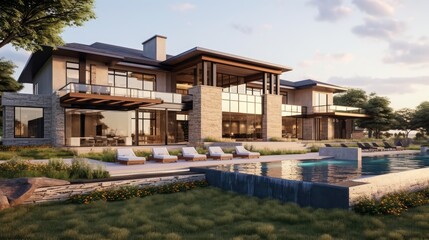 Modern Luxury Home with Infinity Pool and Landscaping