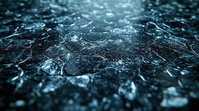 Frozen ground texture, icy surface with light reflection, winter background