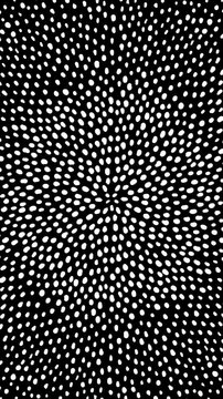 Black And White Abstract Background Loop. White Spots Spining In Circle. White Hand Drawn Irregular Moving Around. Childish Doodle Style Looped Background.