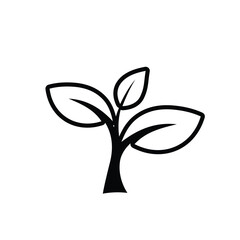 sustainable icon. plant vector. renewal, carbon reduction, net zero, green energy, eco-friendly concept, reuse, recycle. line design style