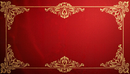 Elegant red background with ornate gold border for luxurious design