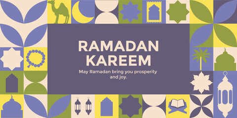  Ramadan Kareem minimalist geometric design for banner, card, cover, poster, advertising, wallpaper.