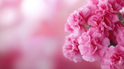Fototapeta premium Cluster of vibrant pink carnations in soft focus