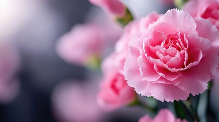 Obraz premium Close-up of vibrant pink carnation flowers in bloom