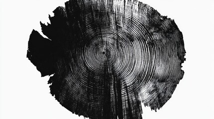 Abstract Black And White Tree Ring Cross Section
