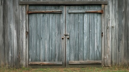 Weathered Wooden Barn Doors Rustic Gray Exterior
