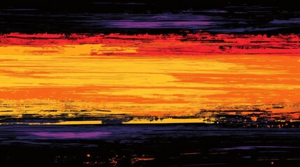 Abstract Sunset Landscape In Warm And Cool Tones