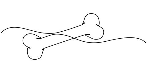 Bone single line art, continuous one line drawing of  Isolated outline vector art, Continuous one line drawing of bone. simple human bone line art vector illustration. Bone toy for dog line art, pro.
