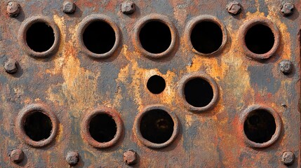 Rusty Metal Plate With Numerous Circular Holes