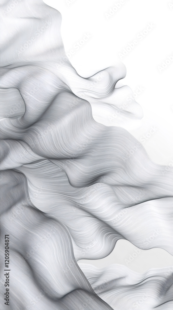 Poster gray wavy lines creating an abstract pattern on a white background, perfect for modern and minimalis