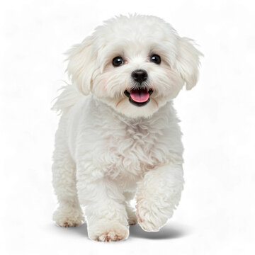 white bichon puppy. 4k backgroundless cutout of an adorable bichon frise dog