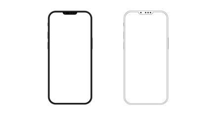 Realistic smartphone mockup. Mobile phone vector with isolated on white background. Device front view. 3D mobile phone with shadow. Realistic, high quality smart phone mockup for ui ux presentation.