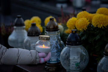 A serene Candlelit Remembrance adorned with vibrant Yellow Flowers for honoring memories