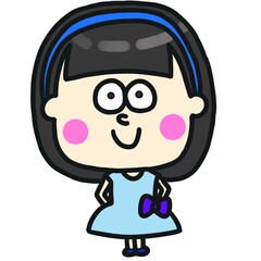 cartoon character of a person(海外風ポップな女の子手書き風イラスト)