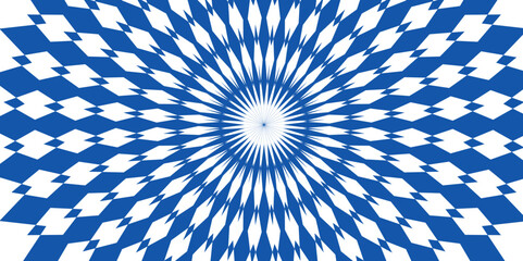 Abstract sun burst twisted and distorted vector texture in a trendy retro style background. Openwork mandala in blue colors. Оbject of rotation. Retro sunburst ray in vintage style. 