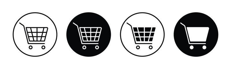 Shopping cart icon set. Shopping cart symbol in thin line and flat style. Online shop, buy, sale symbol for apps and websites. Vector illustration