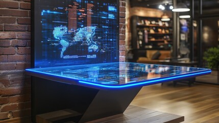 Futuristic Interactive Global Data Display Table