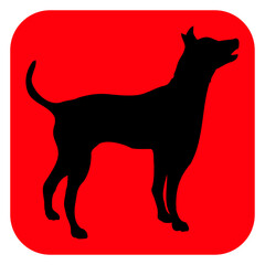 Dog Silhouette Symbol Button Logo Square Cool Design Lover Art Vector Illustration Card T-Shirt Poster Sticker Graphic Print Decorative Drawing Isolated Logo Decoration Symbol Creative Cool Style
