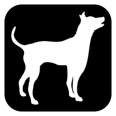 Dog Silhouette Symbol Button Logo Square Cool Design Lover Art Vector Illustration Card T-Shirt Poster Sticker Graphic Print Decorative Drawing Isolated Logo Decoration Symbol Creative Cool Style

