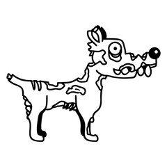 Dog Zombie Undead Halloween Horror Corpse Scary Design Lover Art Vector Illustration Card T-Shirt Poster Sticker Graphic Print Decorative Drawing Isolated Logo Decoration Symbol Creative Cool Style
