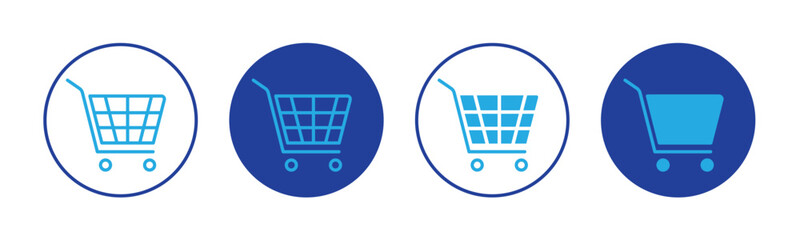 Shopping cart icon set. Shopping cart symbol in thin line and flat style. Online shop, buy, sale symbol for apps and websites. Vector illustration